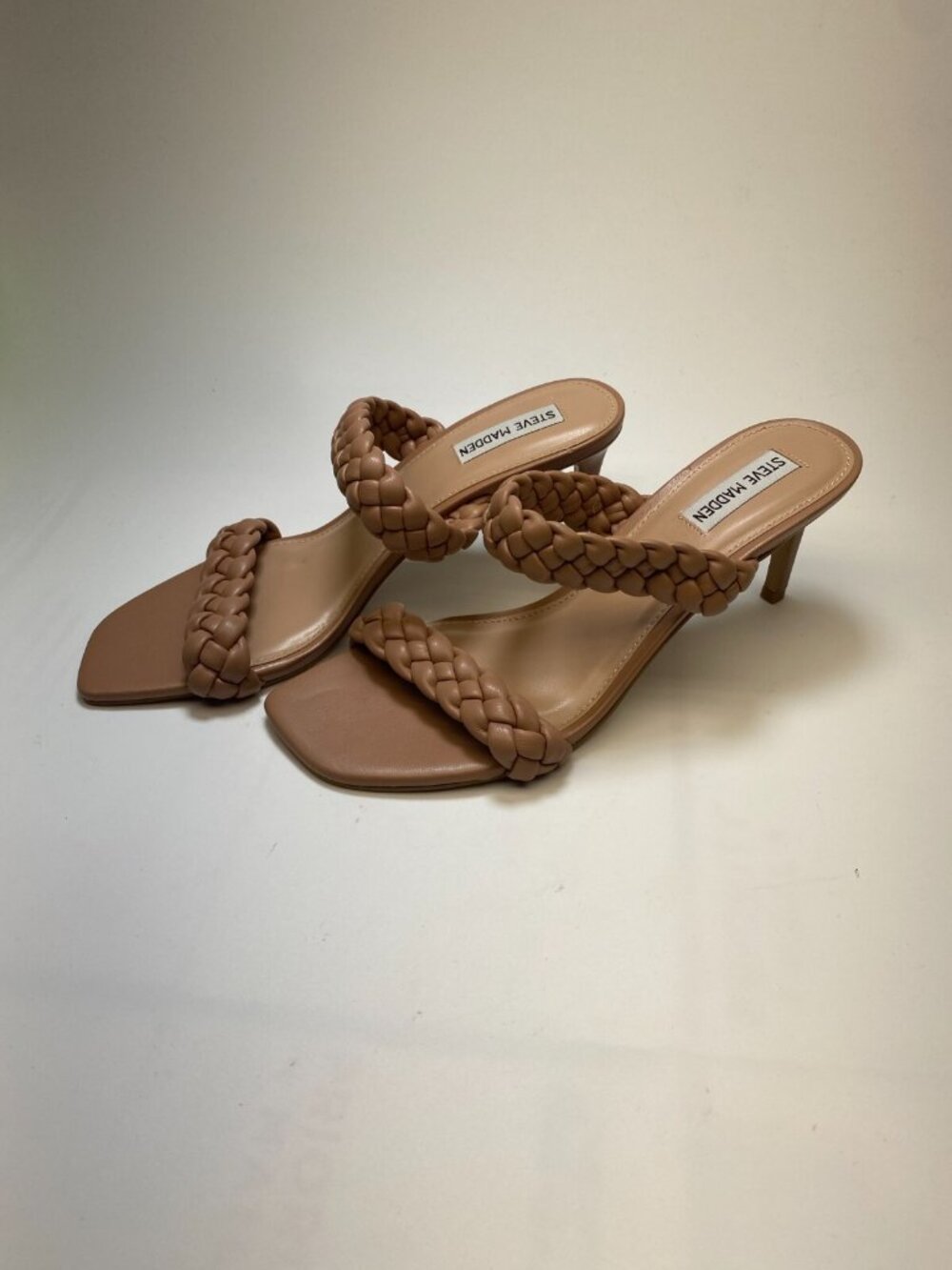 Steve Madden Womens Prema Braided Heel Sandal In Tan Sz 10